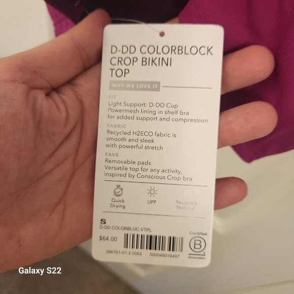 Athleta ColorBlock D-DD Crop Bikini Top. NWT. Size Small. - Picture 6 of 10